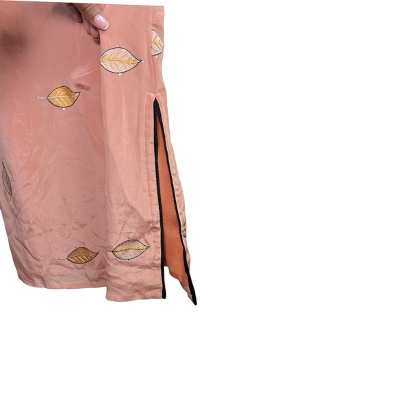 Vintage Handmade Pink Leaf Embroidered Dress - XS/S - Picture 6 of 7